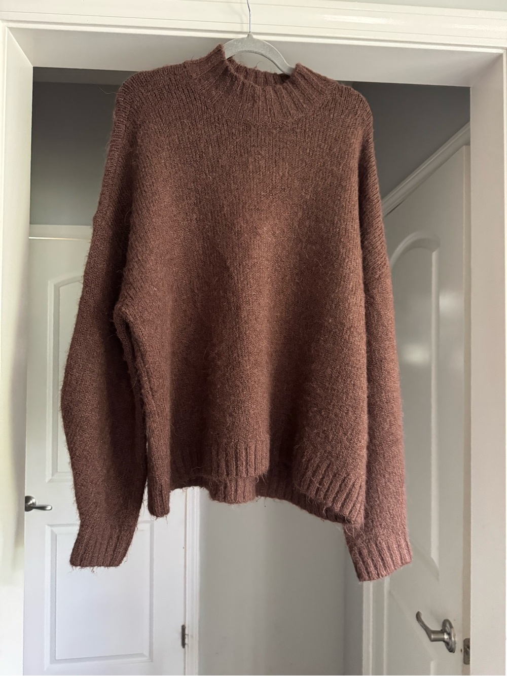 Pistols Wool Alpaca Blend Oversized Brown Chunky Cowl-neck Sweater Large